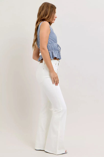 Judy Blue High-Waisted Tummy Control White Flare Jeans 🤍