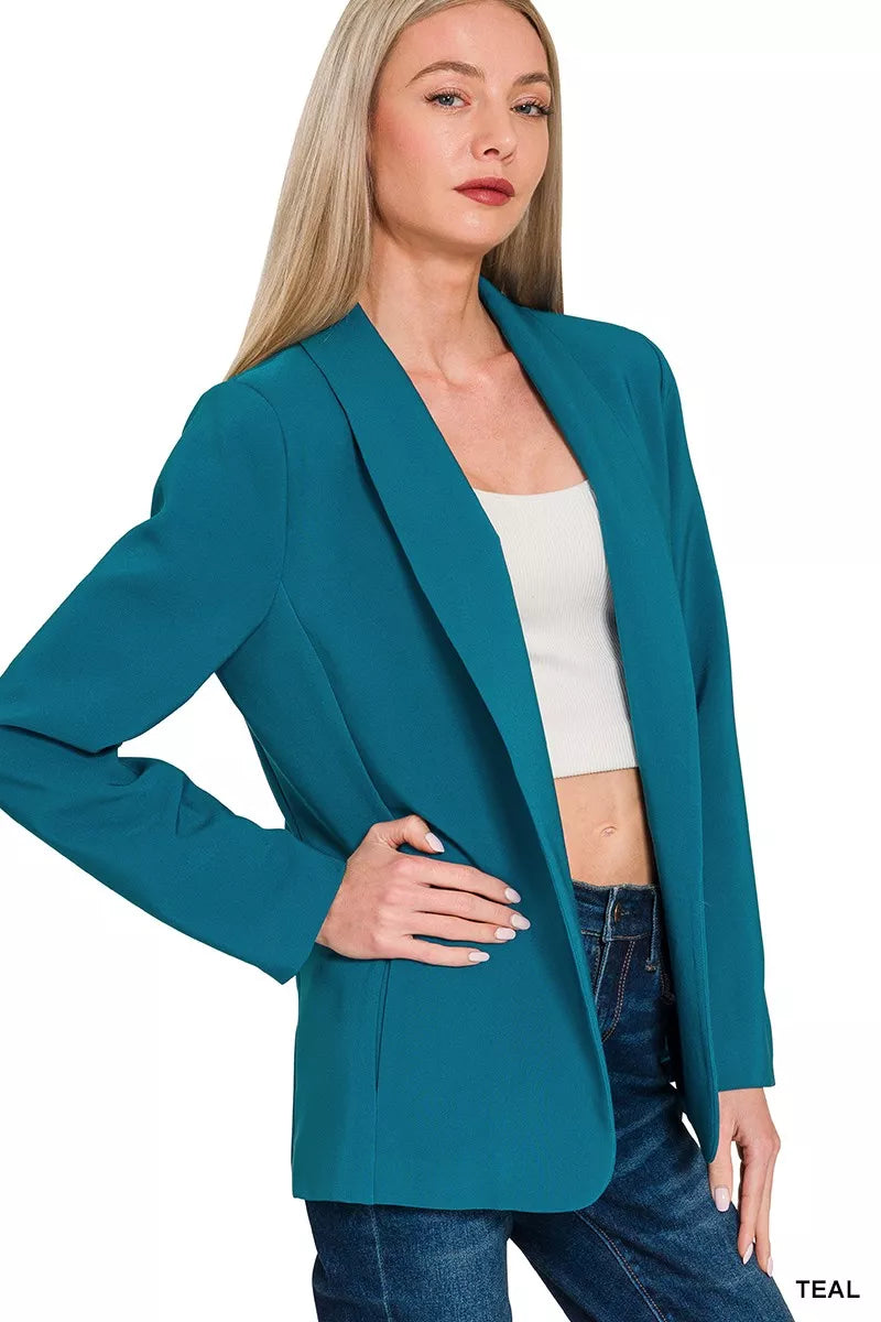 Woven Long Sleeve Blazer With Lining at In Style Chics Boutique 