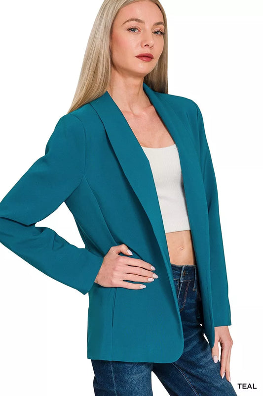 Woven Long Sleeve Blazer With Lining at In Style Chics Boutique 