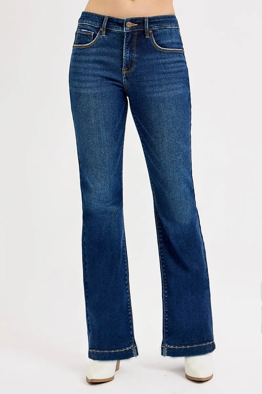 RISEN Tummy Control Mid Rise Flare Jeans at In Style Chics Boutique Regular and Plus Size at In Style Chics Boutique 