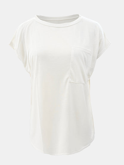 Full Size Round Neck Cap Sleeve T-Shirt - In Style Chics Boutique LLC