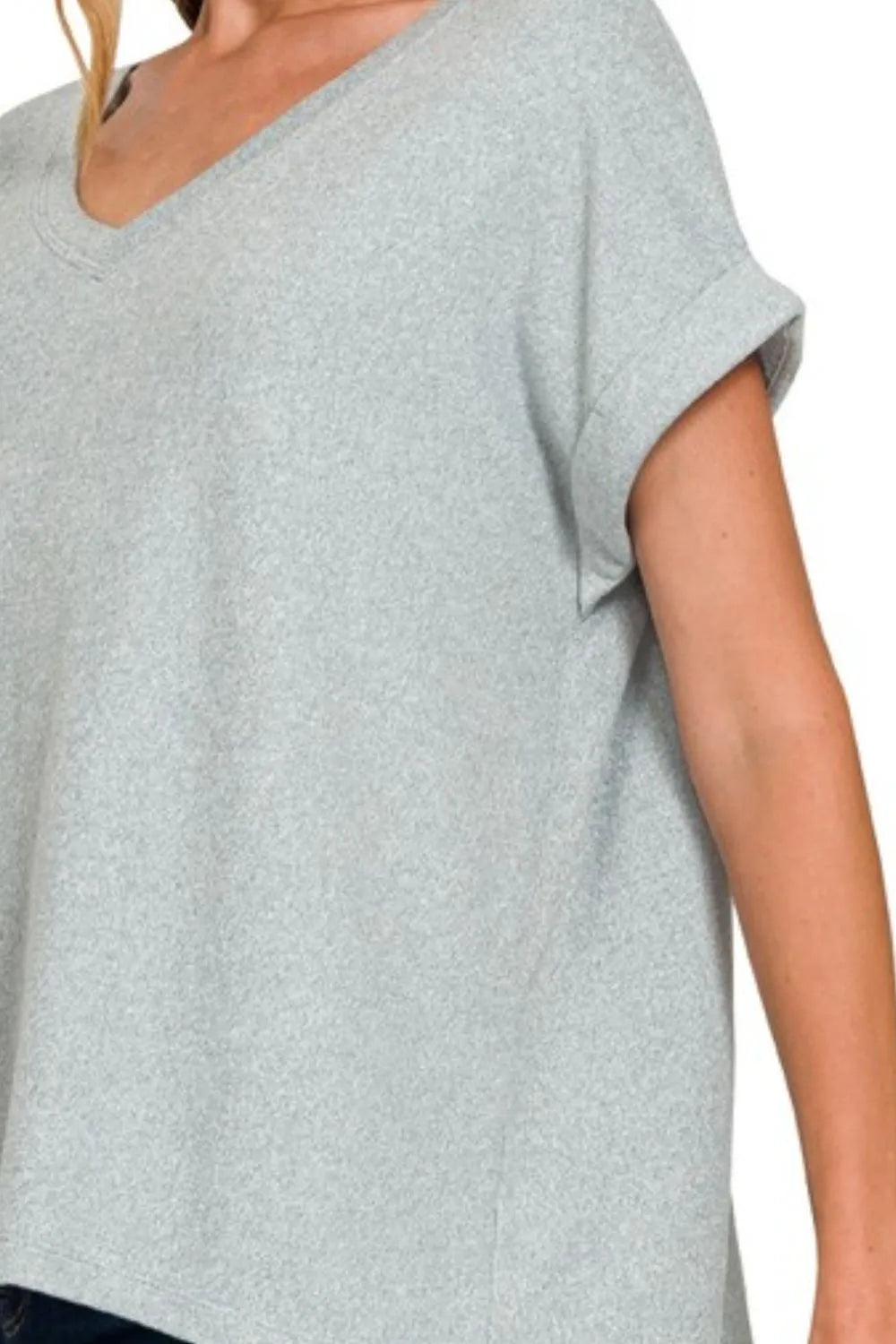 V-neck Tee, Soft Melange Hacci - In Style Chics Boutique 