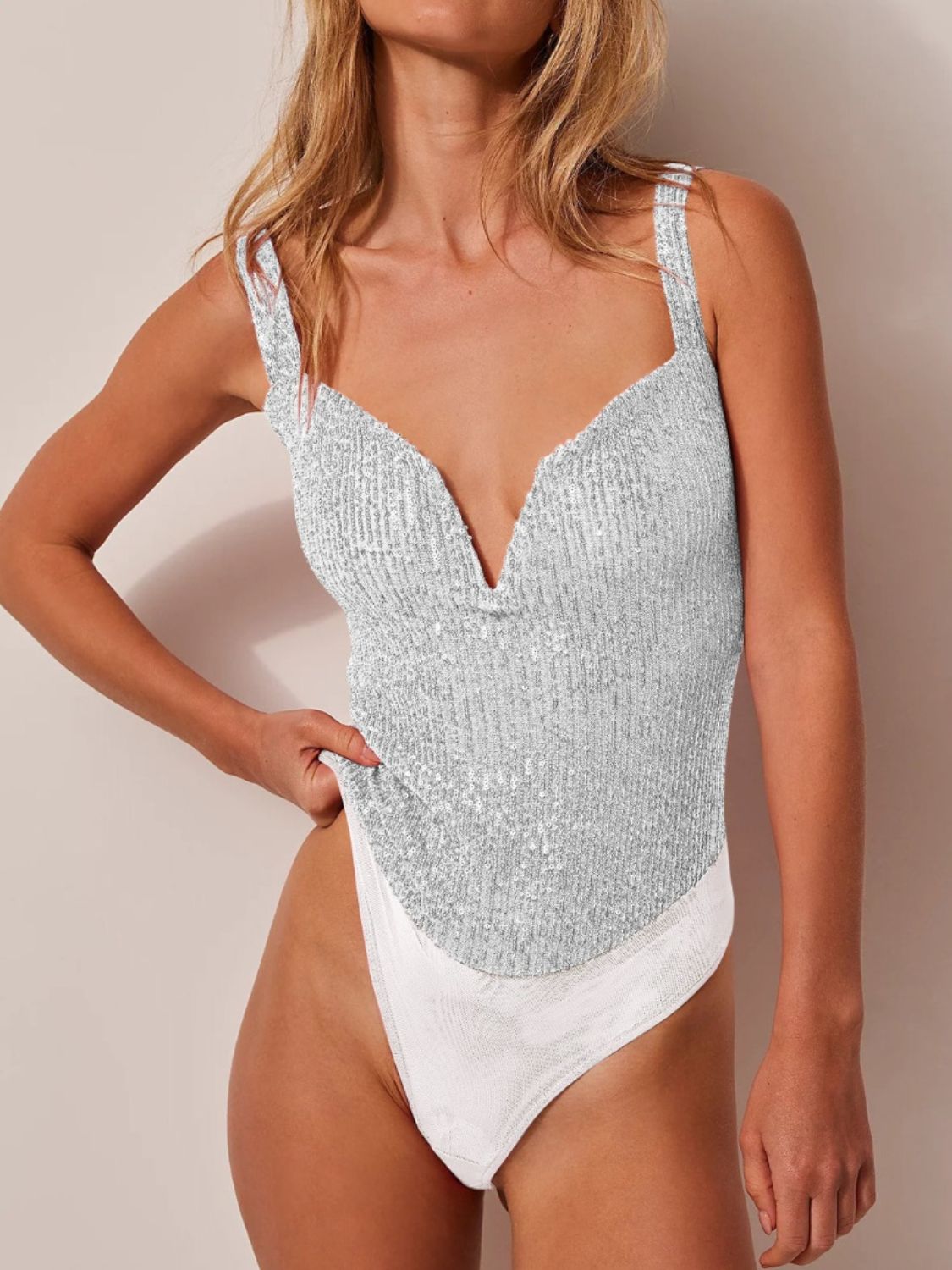 Sequin Wide Strap Bodysuit - In Style Chics Boutique LLC