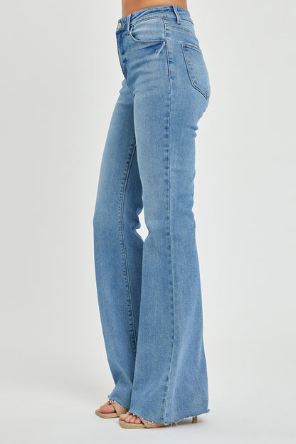 RISEN Full Size High Rise Raw Cut Hem Bootcut Jeans - In Style Chics Boutique LLC