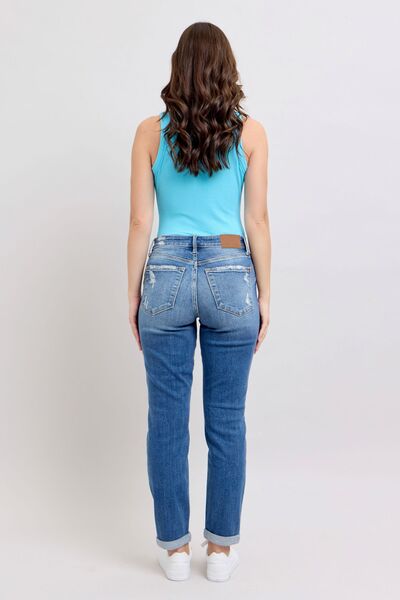 Women's Button Fly Distressed Jeans with Pockets - In Style Chics Boutique Women's Juniors Plus Size Online Clothing 