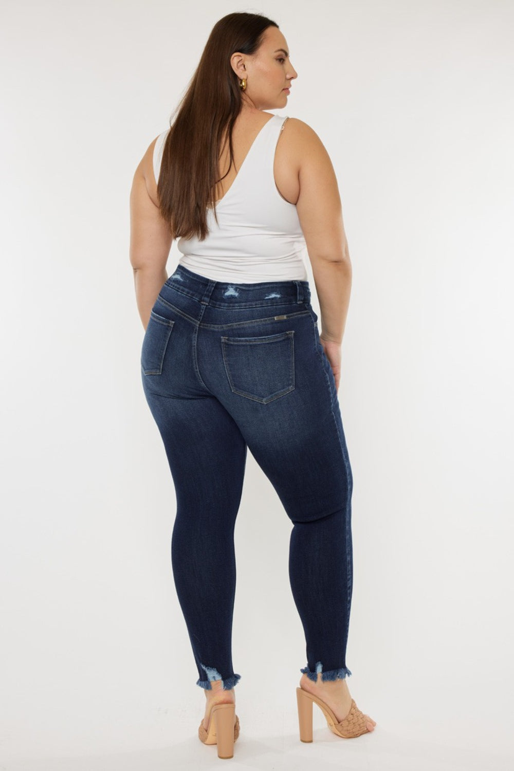 Kancan Full Size Cat's Whiskers Raw Hem High Waist Jeans - In Style Chics Boutique LLC