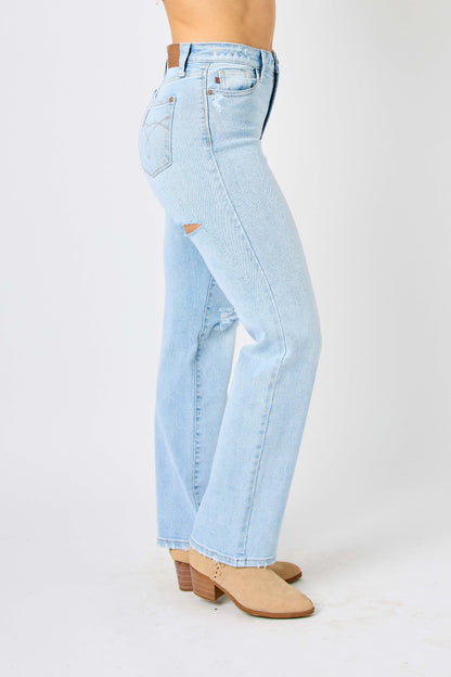 Judy Blue Full Size High Waist Distressed Straight Jeans - In Style Chics Boutique LLC