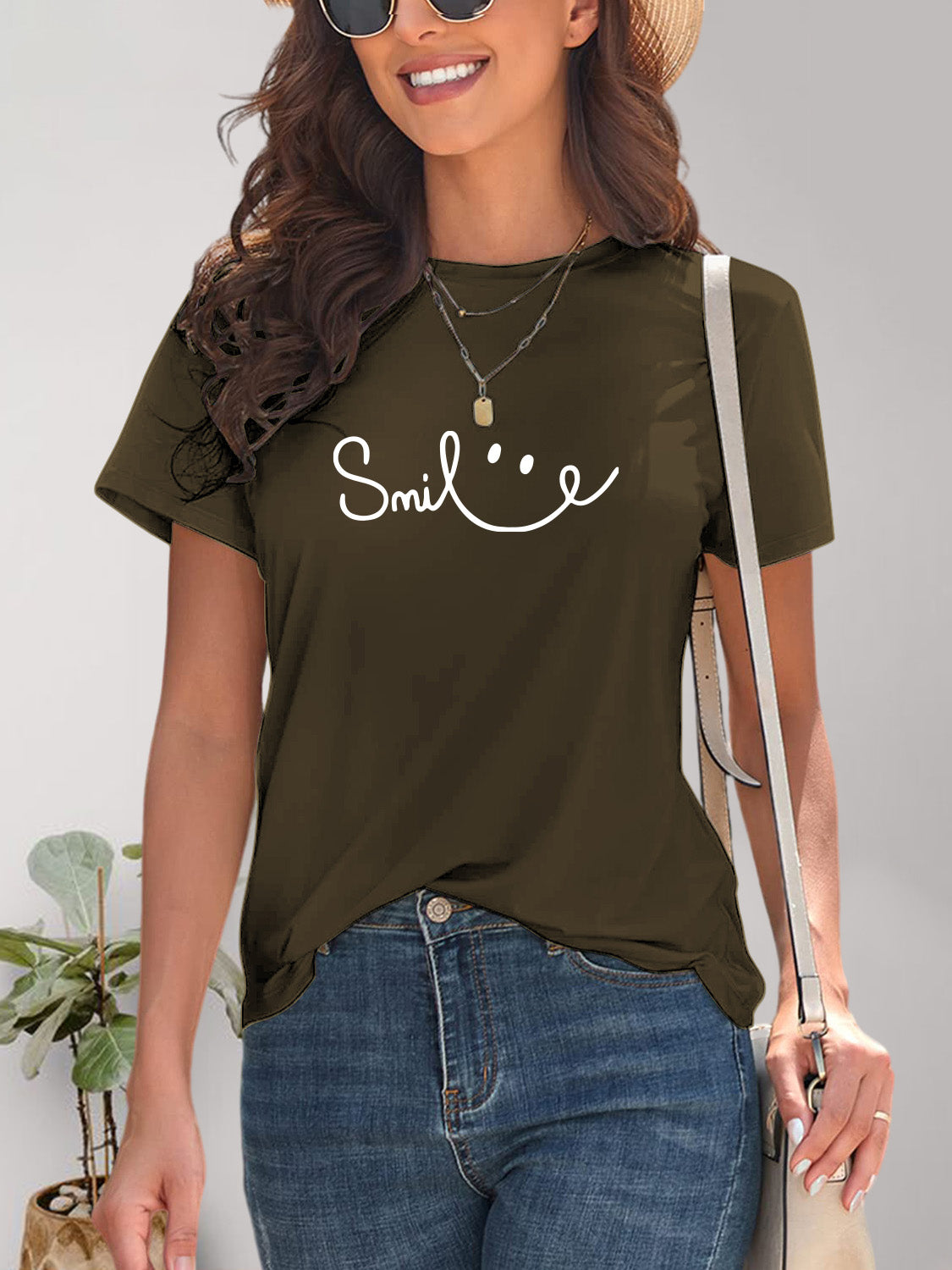 SMILE Round Neck Short Sleeve T-Shirt - More Colors! - In Style Chics Boutique LLC