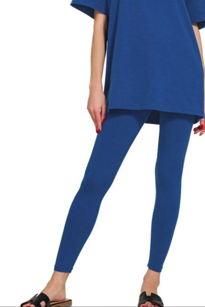 Top & Legging Set, Cotton Round Neck - In Style Chics Boutique 