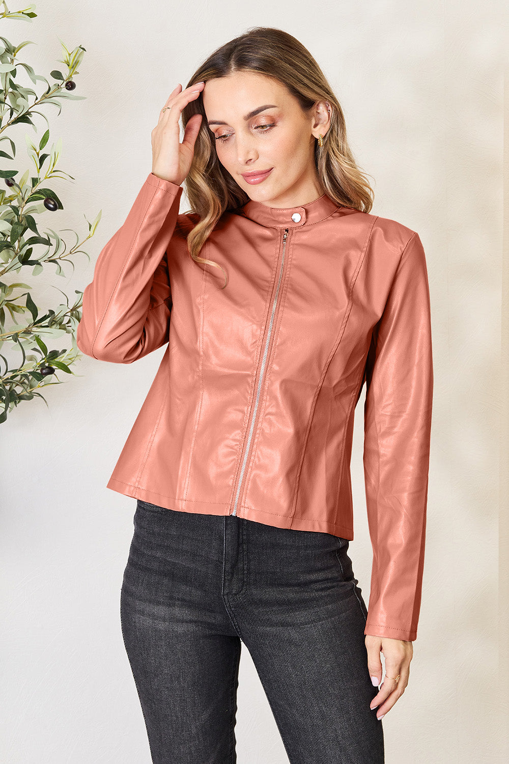 Mock Neck Zip Up Jacket - In Style Chics Boutique LLC