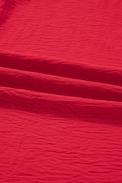 Fiery Red Plus Size Shirred Cuff Dolman Oversized Tunic Blouse