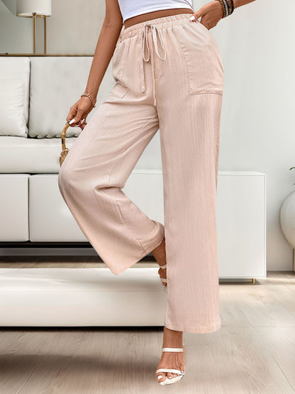 Tied Wide Leg Pants with Pockets - In Style Chics Boutique LLC