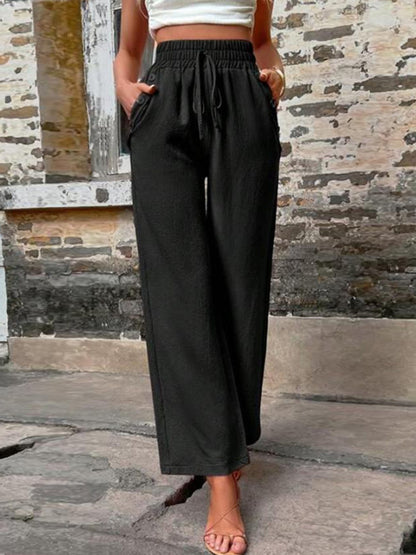 Tied High Waist Wide Leg Pants with Pockets - In Style Chics Boutique LLC