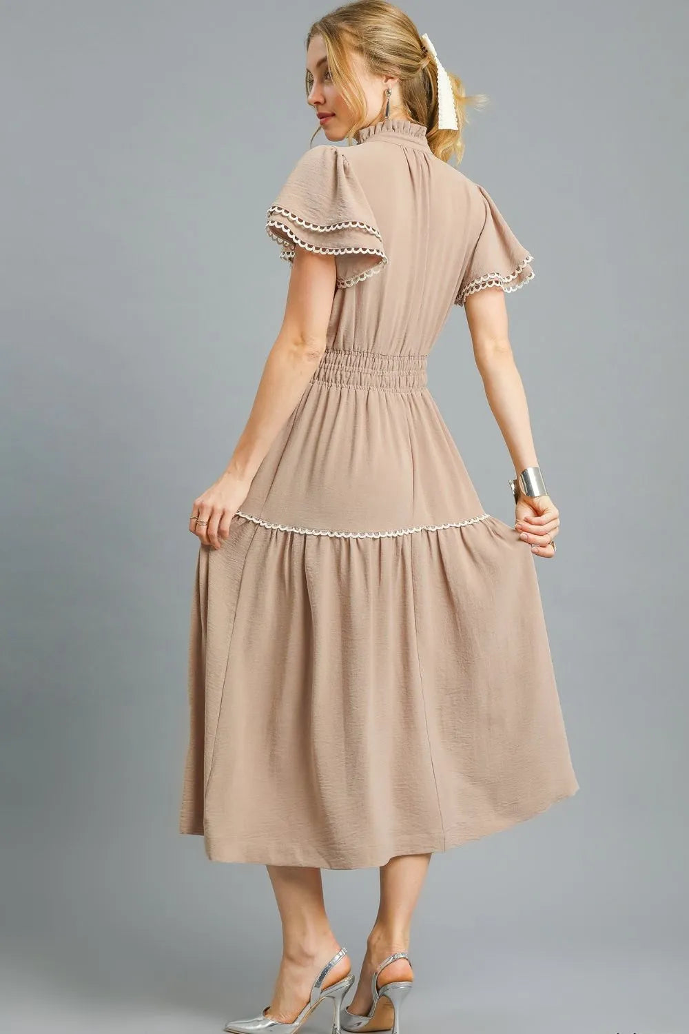 Midi Dress, Tiered Flutter Sleeve - In Style Chics Boutique 