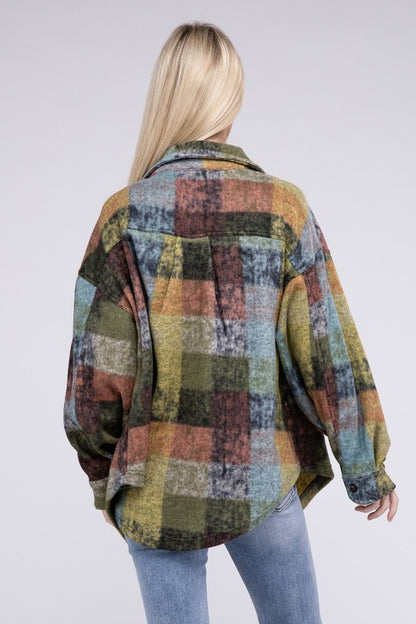 Loose Fit Buttoned Down Check Shirt Jacket - In Style Chics Boutique LLC