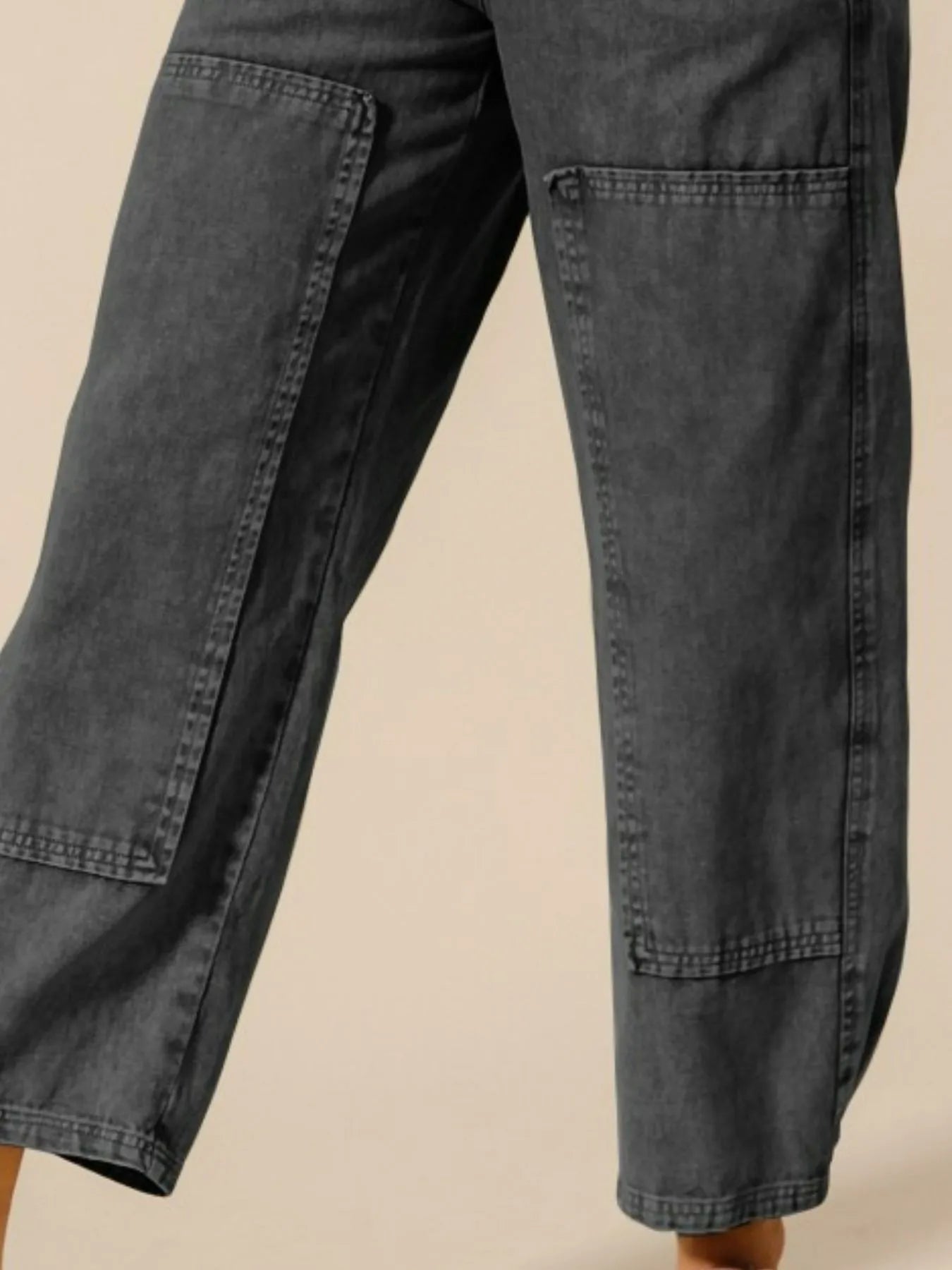 Mineral Washed Mid Rise Barrel Shape Pants at In Style Chics Boutique 
