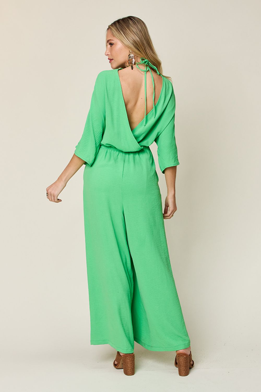 Double Take Full Size Half Sleeve Wide Leg Jumpsuit - In Style Chics Boutique LLC