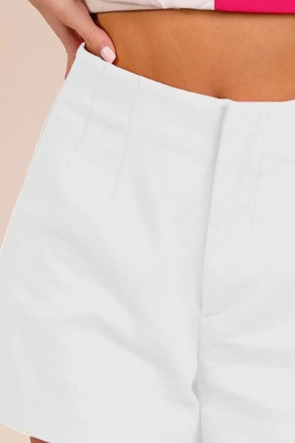 Bandless Tailored White Shorts for Women - In Style Chics Boutique Women's Juniors Cute Clothes Online 