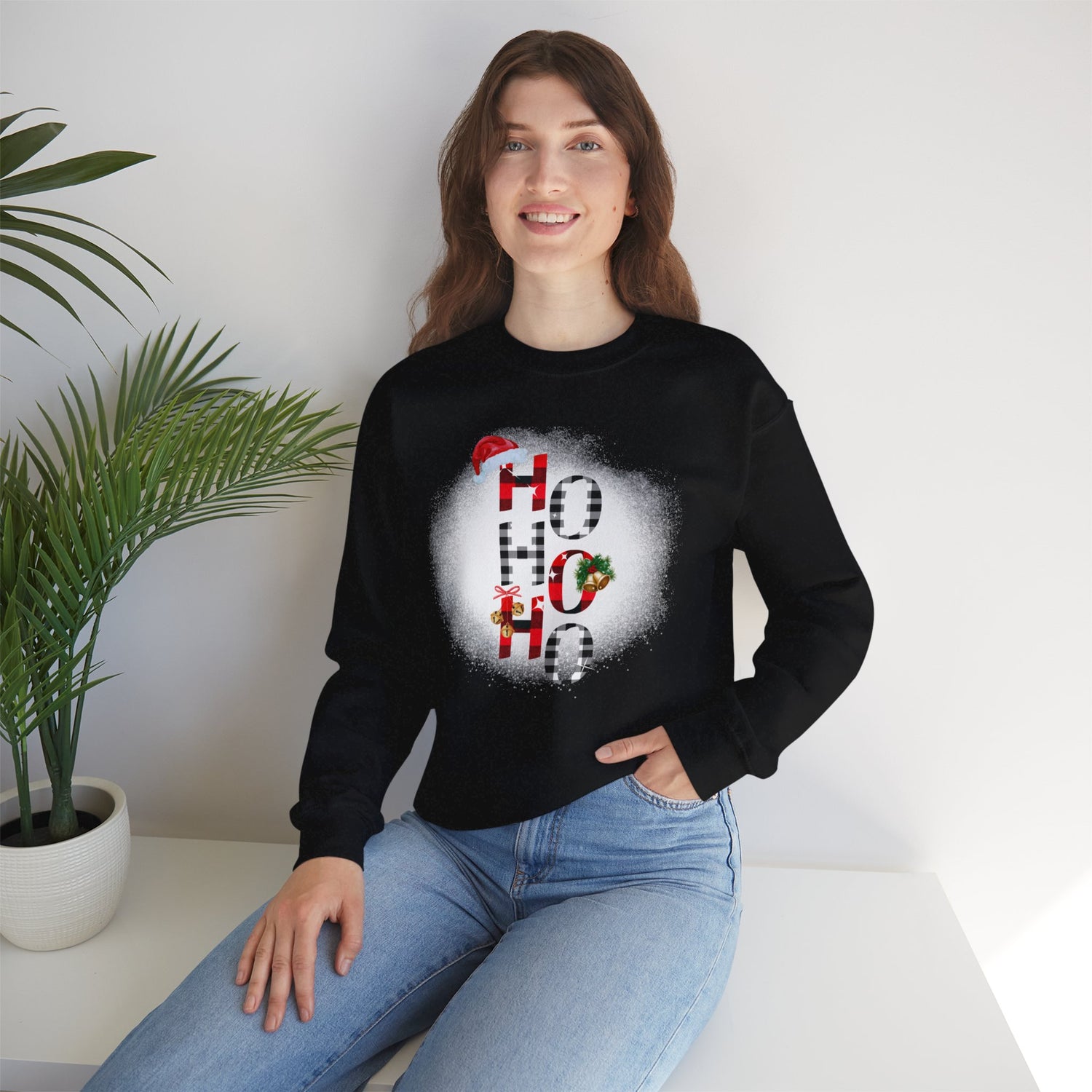 Shop Unisex Heavy Blend™ Crewneck "Ho Ho Ho" Printed Sweatshirt for Christmas at In Style Chics Boutique 