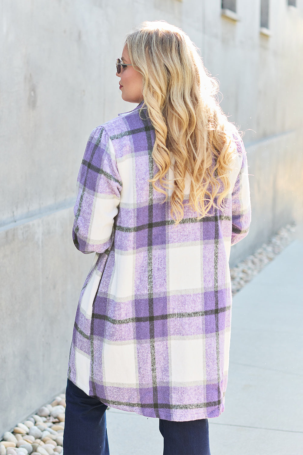 Double Take Full Size Plaid Button Up Lapel Collar Coat - In Style Chics Boutique LLC