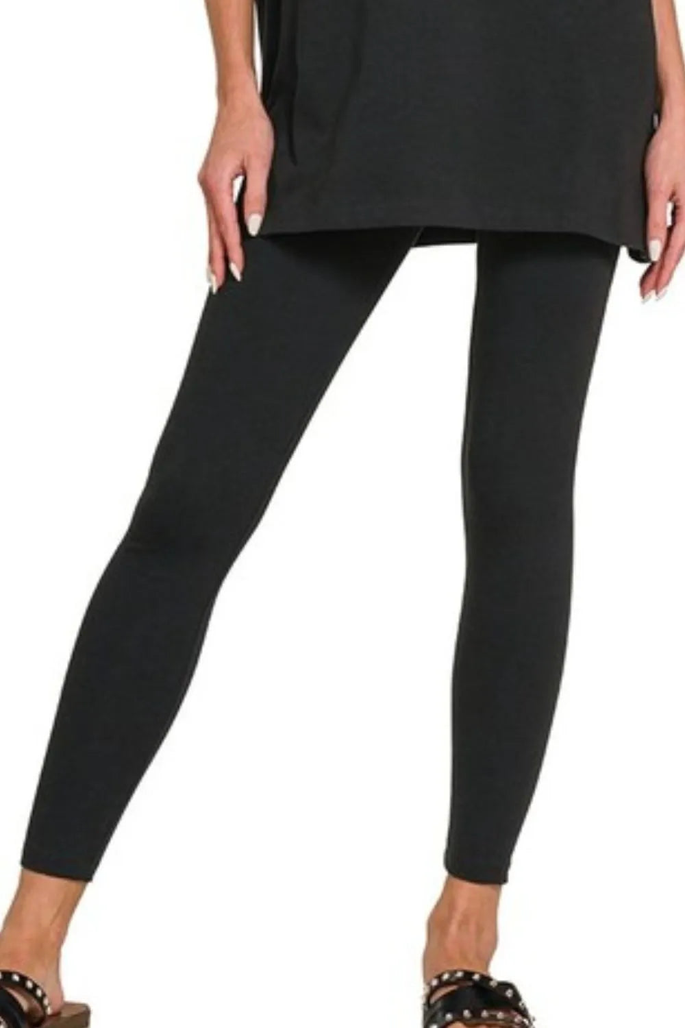 Cotton Round Neck Black Top & Black Leggings Set - In Style Chics Boutique 