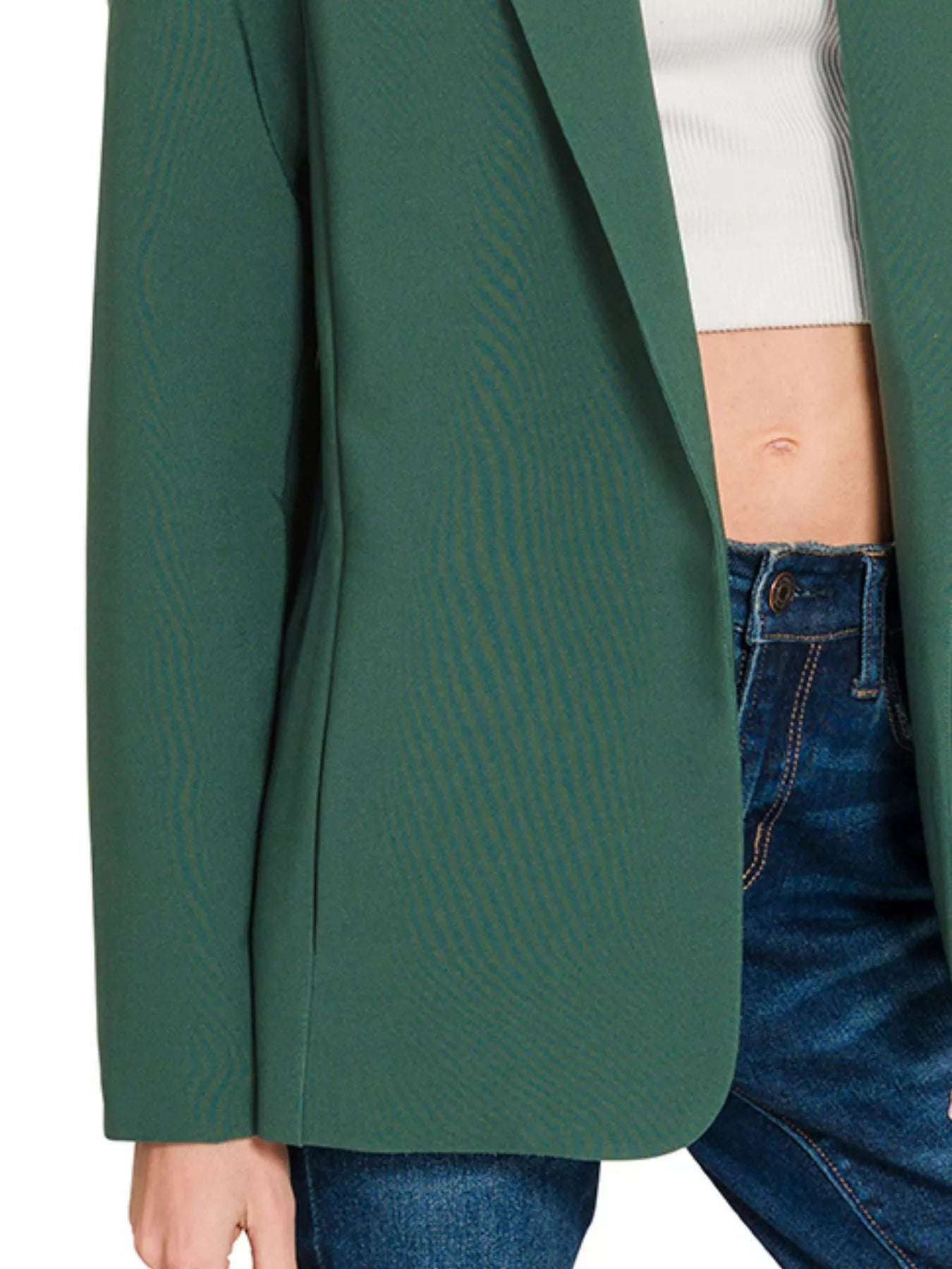 Hunter Green Long Sleeve Blazer, Woven With Lining Shop Everyday Essentials at In Style Chics Boutique 