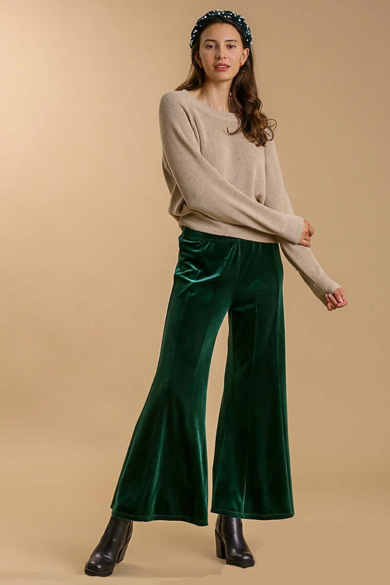 Umgee High Rise Elastic Waist Flare Pants - In Style Chics Boutique LLC