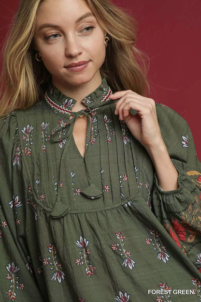 Floral Boho Peasant Blouse at In Style Chics Boutique 
