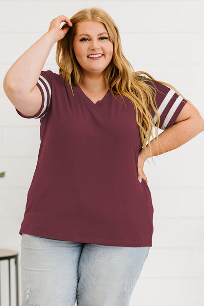 Plus Size Striped V-Neck Tee Shirt More Colors! - In Style Chics Boutique LLC