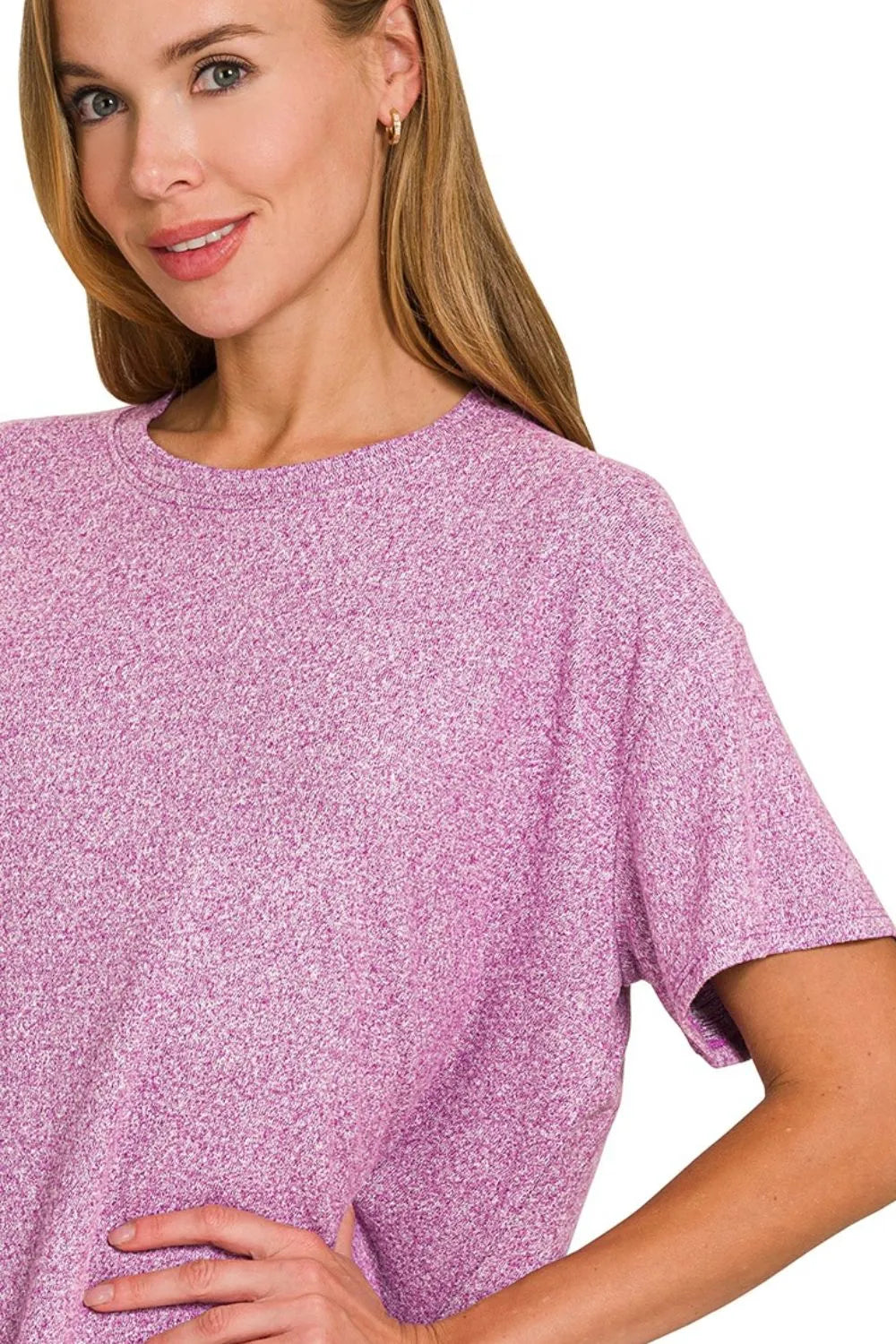 Soft Melange Short Sleeve Tee & Long Pants Set - In Style Chics Boutique 