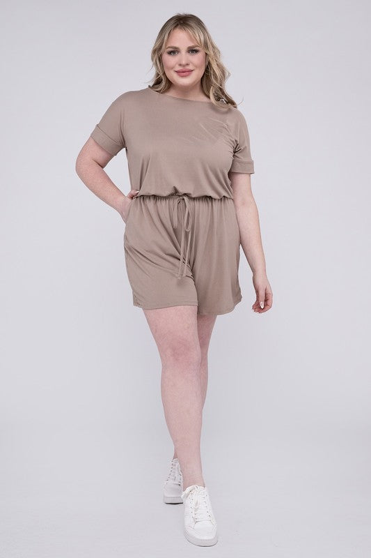 Plus Size Romper with Pockets, Brushed DTY - In Style Chics Boutique 