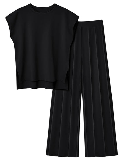 Round Neck Cap Sleeve Top and Pants Knit Set - More Colors! - In Style Chics Boutique LLC