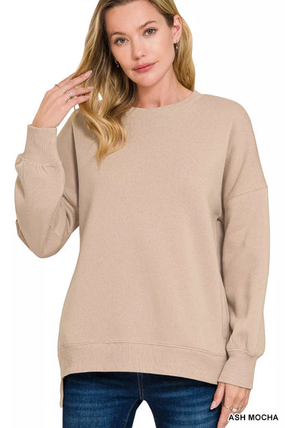 Fleece Hi-low Boyfriend Sweatshirt with Pockets at In Style Chics Boutique 