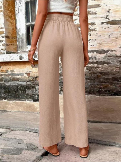 Tied High Waist Wide Leg Pants with Pockets - In Style Chics Boutique LLC