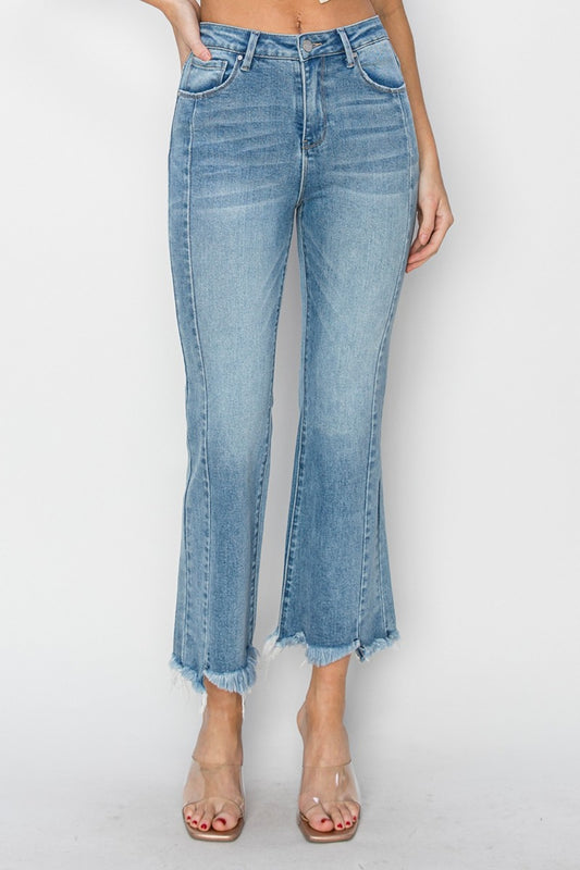 RISEN Full Size High Rise Frayed Hem Flare Jeans - In Style Chics Boutique LLC