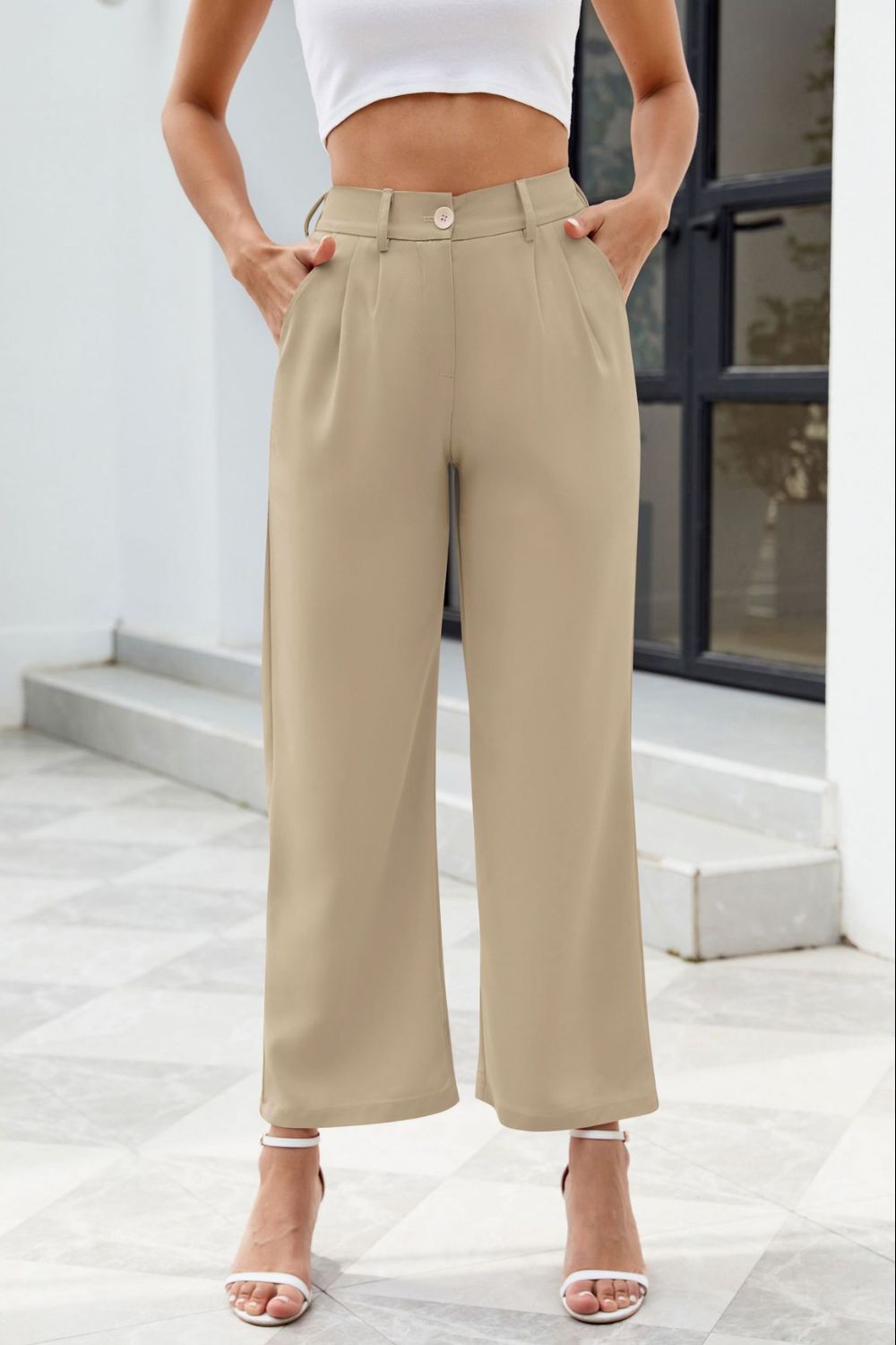 Pocketed High Waist Pants - In Style Chics Boutique LLC