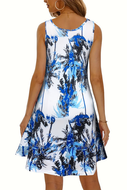 Printed Scoop Neck Wide Strap Mini Dress - In Style Chics Boutique LLC