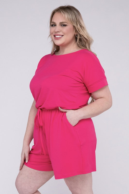 Plus Size Romper with Pockets, Brushed DTY - In Style Chics Boutique 