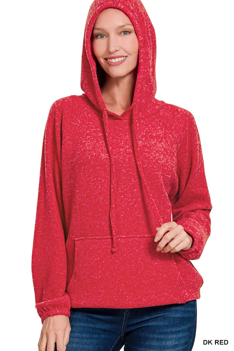 Brushed Hacci Melange Hooded Sweater at In Style Chics Boutique 