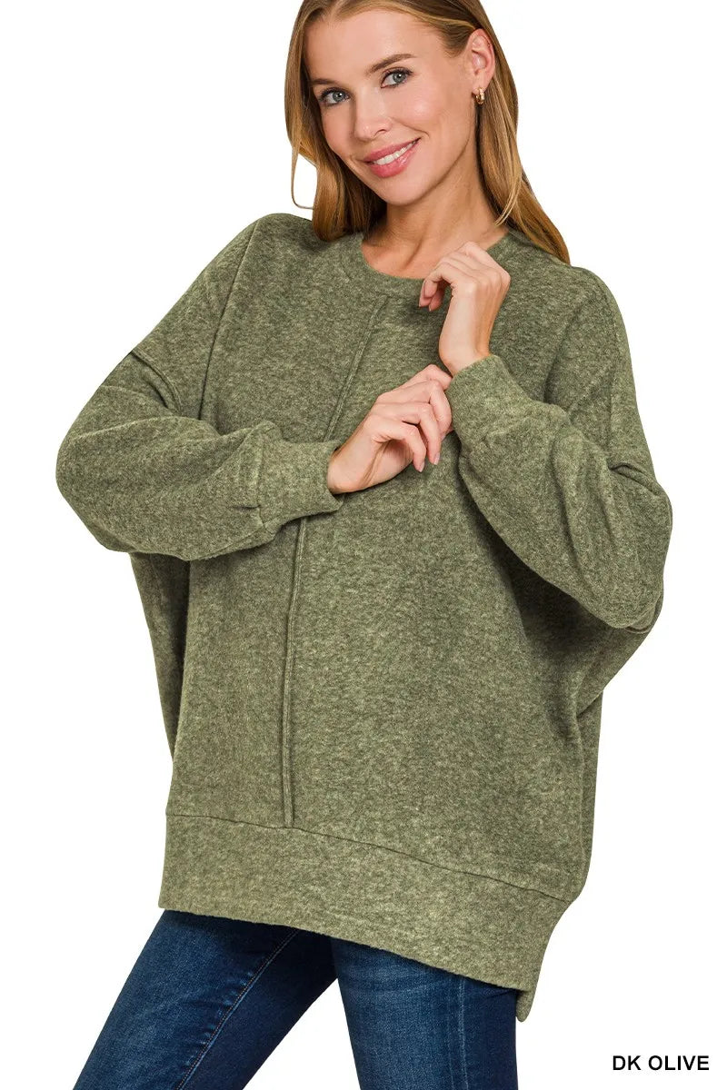 Brushed Melange Hacci Oversized Sweater at In Style Chics Boutique 