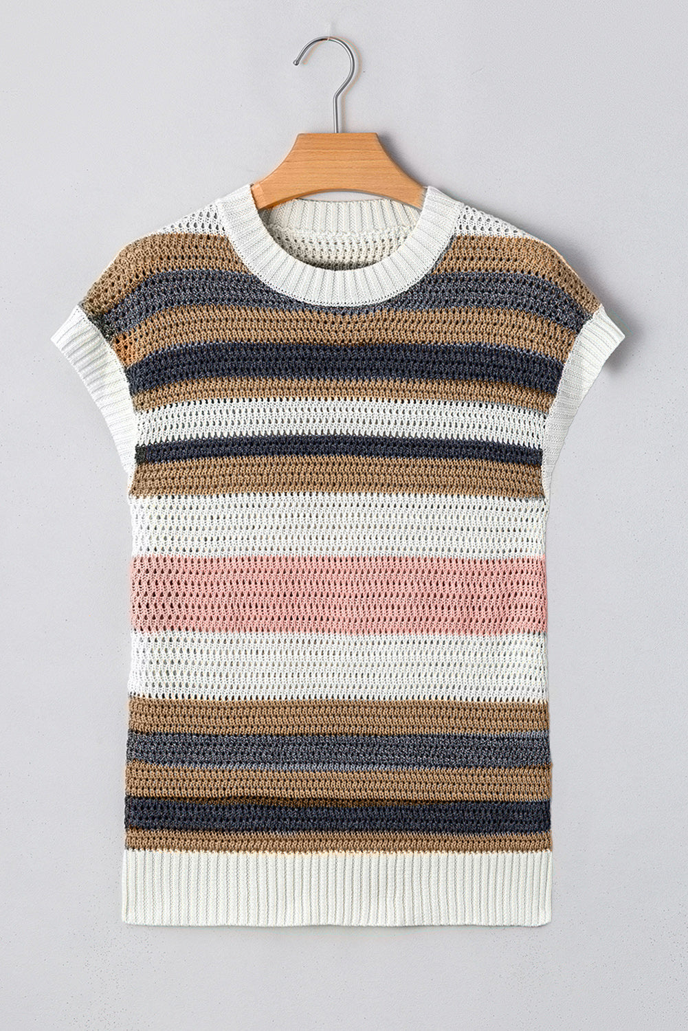 Cute Clothes Online - Stripe Color Block Eyelet Knit Short Sleeve Sweater Tee - In Style Chics Boutique Women's Juniors 