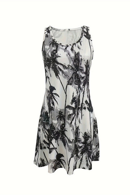 Printed Scoop Neck Wide Strap Mini Dress - In Style Chics Boutique LLC