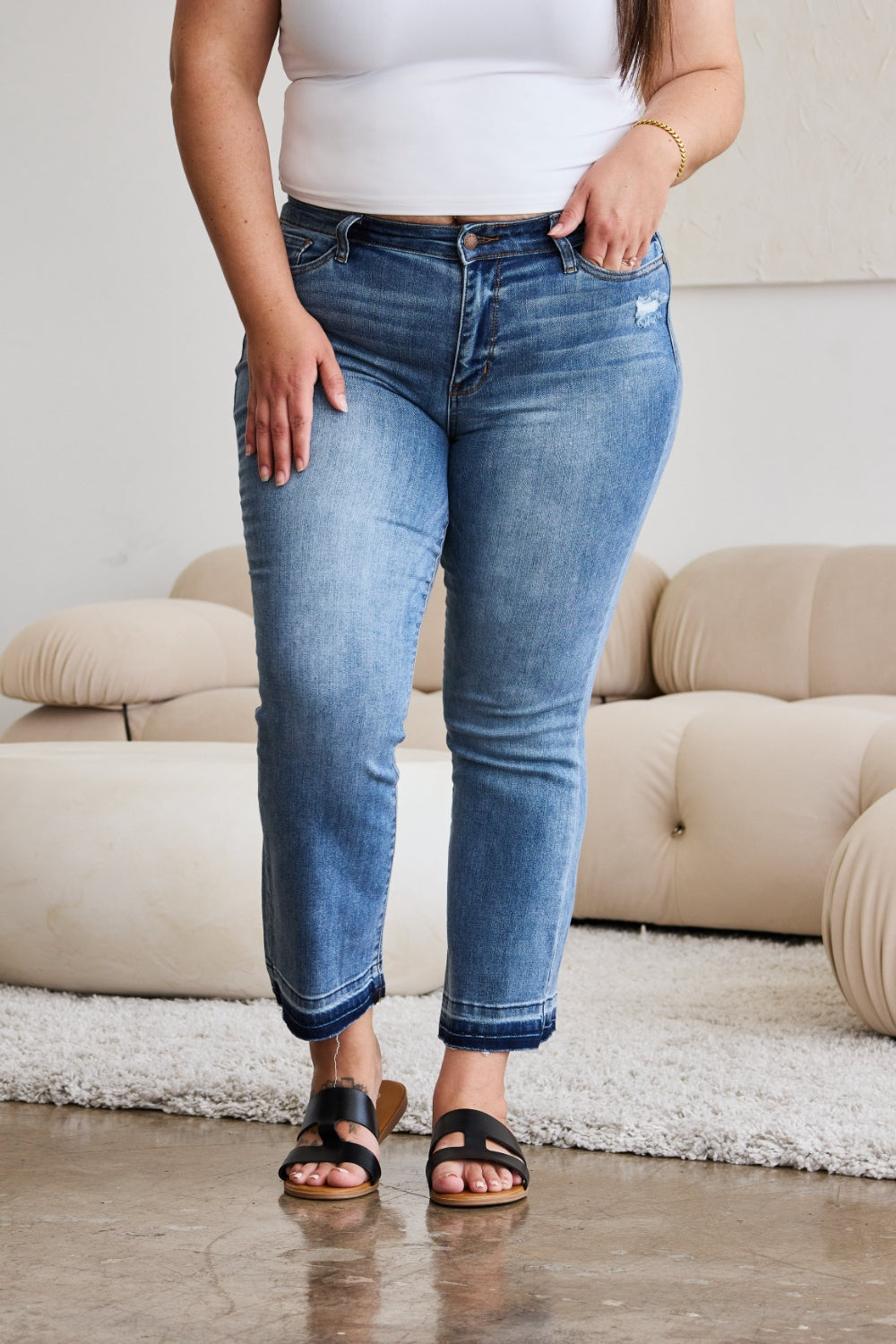 Judy Blue Full Size Release Hem Cropped Bootcut Jeans - In Style Chics Boutique LLC