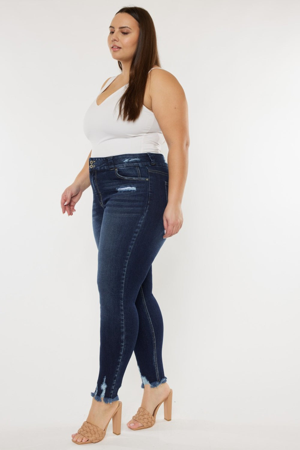 Kancan Full Size Cat's Whiskers Raw Hem High Waist Jeans - In Style Chics Boutique LLC