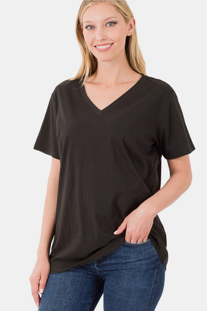 Zenana Full Size V-Neck Short Sleeve T-Shirt - In Style Chics Boutique LLC