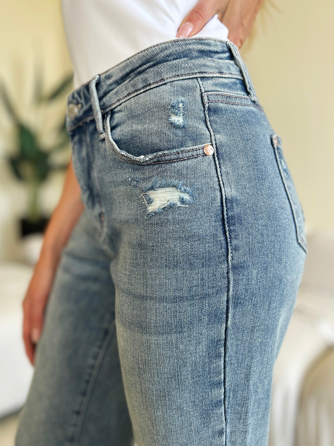 Judy Blue Full Size High Waist Distressed Straight Jeans - In Style Chics Boutique LLC