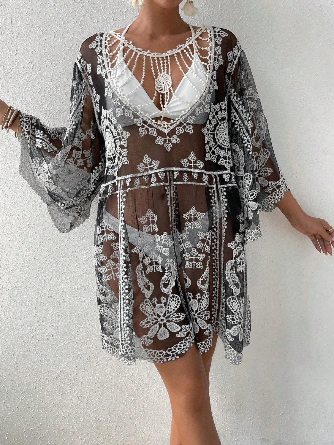 Lace Round Neck Cover-Up - In Style Chics Boutique LLC