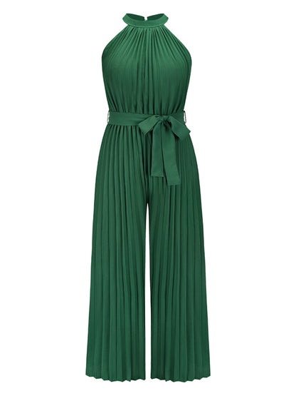 Cutout Tied Pleated Sleeveless Jumpsuit - In Style Chics Boutique LLC