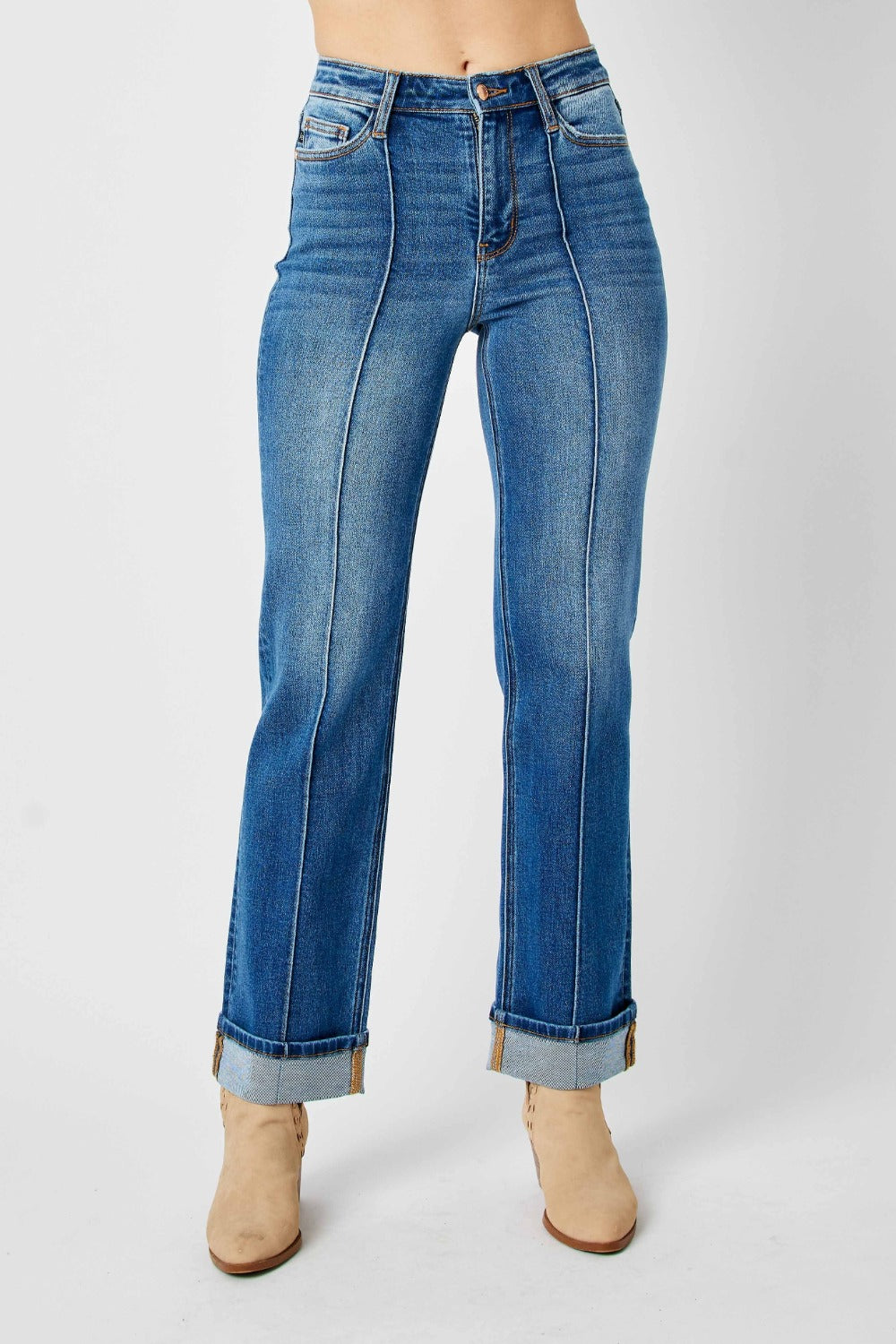 Judy Blue Full Size High Waist Front Seam Detail Straight Jeans - In Style Chics Boutique LLC