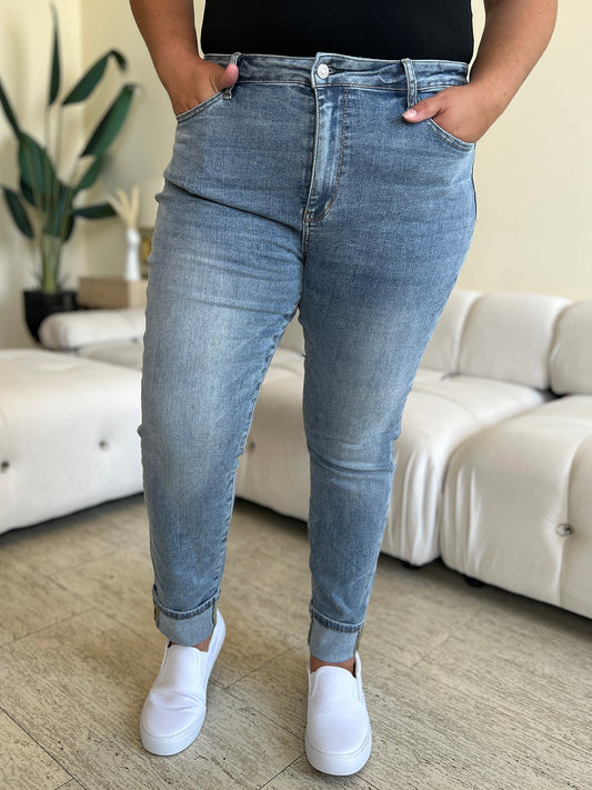 Judy Blue Full Size High Waist Cuff Hem Skinny Jeans - In Style Chics Boutique LLC